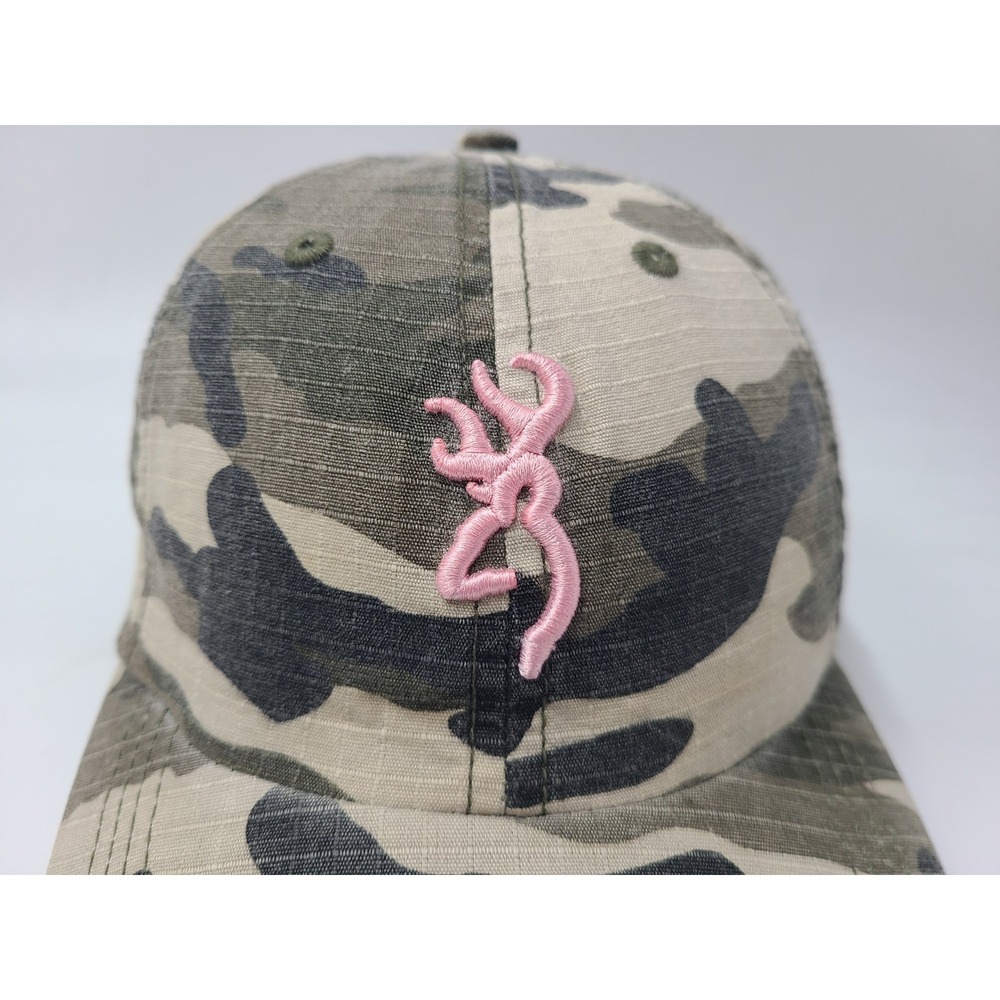 Women Browning Camo Strapback Adjustable Hat Cap Hunt Fish Dad Beige Gray Pink - Picture 4 of 13